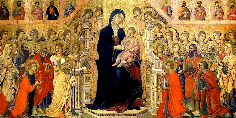 Maestà (1308–11) by Duccio, in the Museo dell'Opera Metropolitana del Duomo, Siena (Photo courtesy of the Museo dell