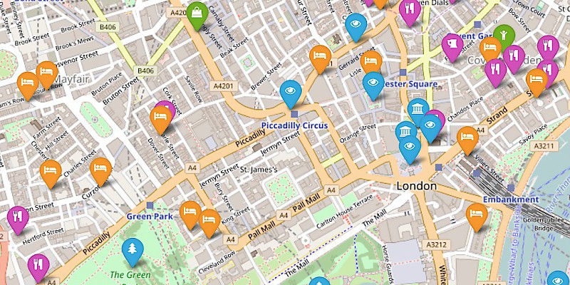 , London itineraries, London (Photo by Reid Bramblett, based on a OpenStreetMaps source)