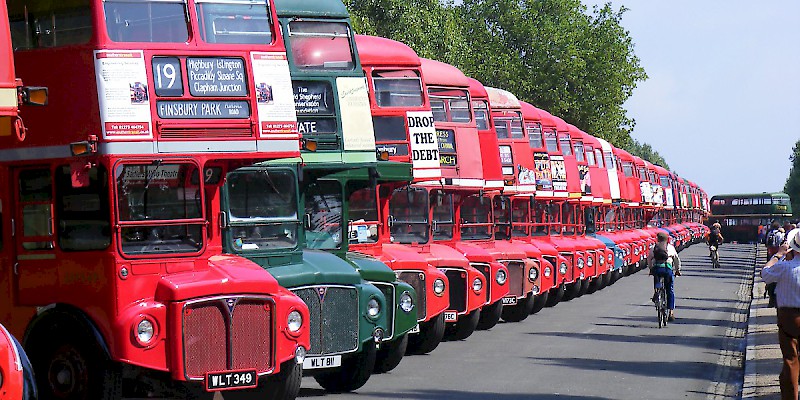 A line of old Routemasters at Finsbury Park (Photo Sludge G)