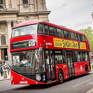 A new Routemaster double-decker bus at St. Pauls (Photo (c) Transport for London)
