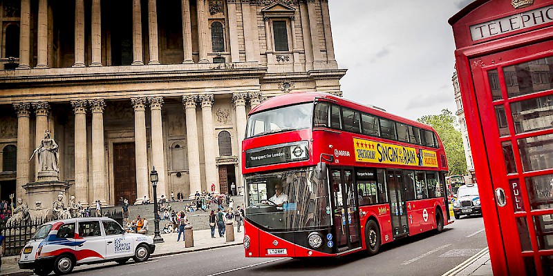A new Routemaster double-decker bus at St. Pauls (Photo (c) Transport for London)