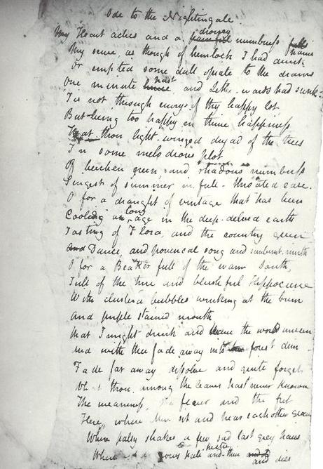 Holograph of Keats's "Ode to a Nightingale," written in May 1819