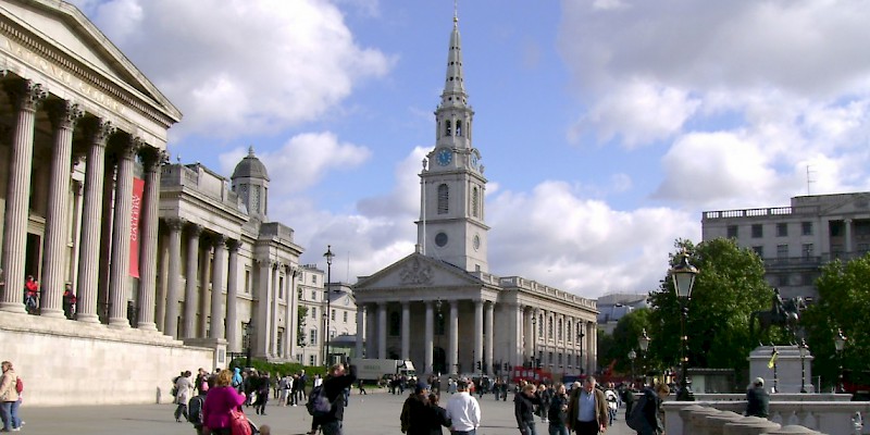 The 18C church of St-Martin-in-the-Fields on Trafalgar Square (Photo by Peter Broster)