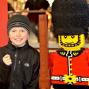 A Lego palace guard with bearskin hat at the Winsdor Legoland (Photo by Jim Larrison)