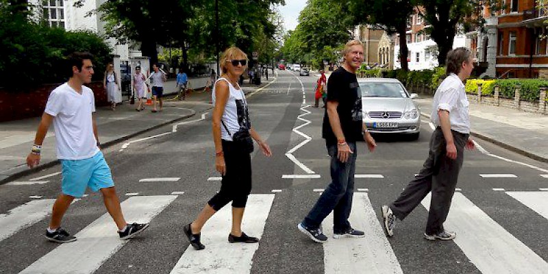 Crossing Abbey Road (Photo by Jon and Jenny Stark)