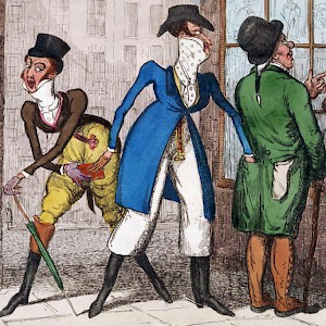 Dandy PickPockets Diving: Scene Near St. James Palace (ill. by Isaac Robert Cruikshank, 1789–1856) (Photo from an illustration by Isaac Robert Cruikshank (1789â€“1856), in the Lewis Walpole Library)