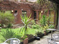A garden terrace at the LSE Roseberry Hall dorm