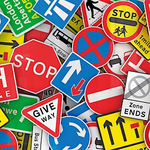 British road signs (Photo is a collage of images in the public domain)