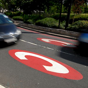 Road markingsâ€”like these on Kensington High Streetâ€”mark the Central Zone where the London Congestion Charge takes effect (Photo Â© Transport for London)