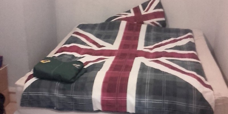 This veddy British guest bed belongs to a 33-year-old Welsh doctor living in London, offered through Couchsurfing.com (Photo courtesy of the host)